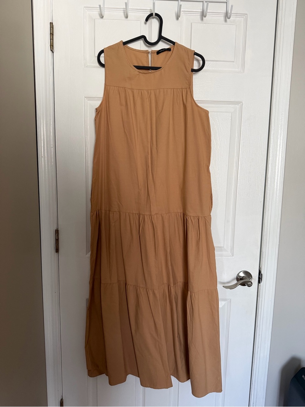 Trendyol Sleeveless Tiered Maxi Dress in Camel